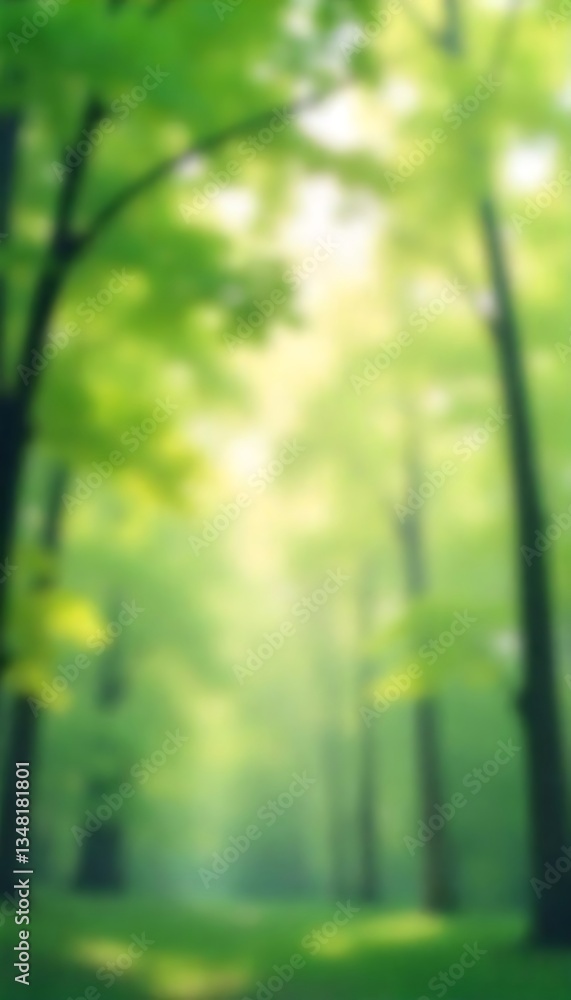 Fototapeta premium Generative AI Nature's Embrace A Soft Focus Green Forest Landscape