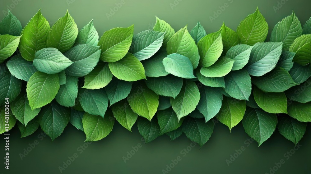 Obraz premium Lush Green Leaf Border Nature Background Image