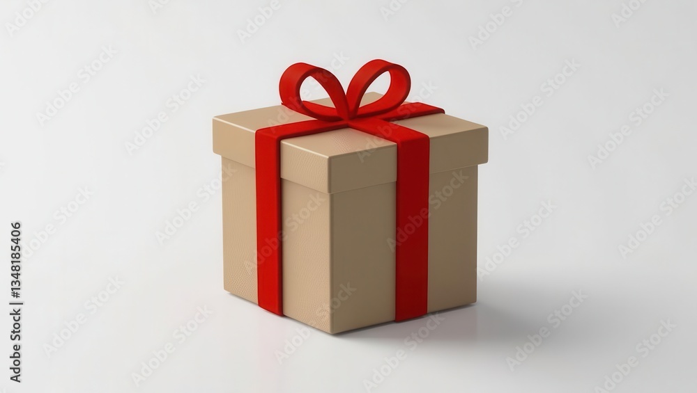 Fototapeta premium Gift box with red ribbon on a light background.