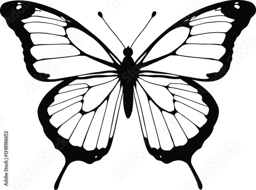 Butterfly silhouette eps transparent black and white print