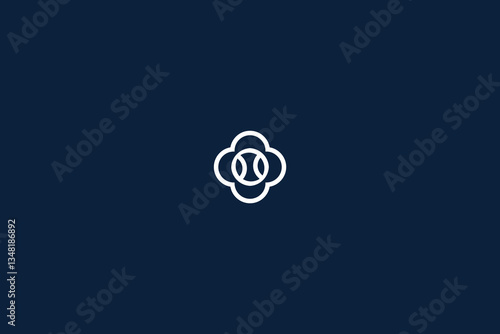 Tennis Ball in Floral Healthcare Circle, Minimalist Sport Icon, Elegant Tennis Logo Design. 