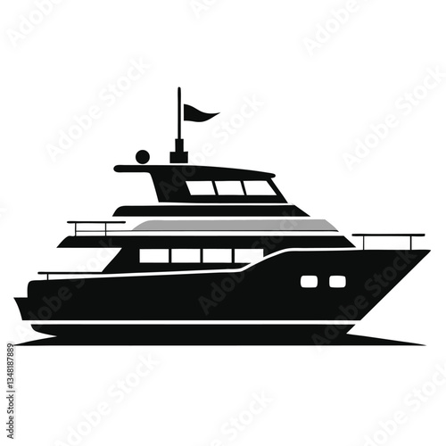 Sleek Boat Silhouette Design in Black and White