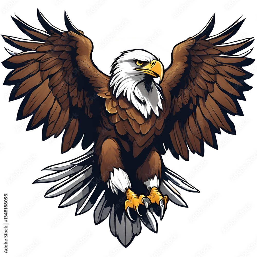 Obraz premium illustration of an eagle with sharp eyes and gripping feet