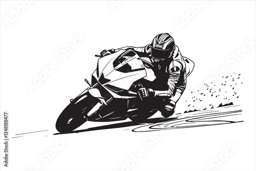 Moto GP Images vector. Motorbike Rider silhouette Illustration.