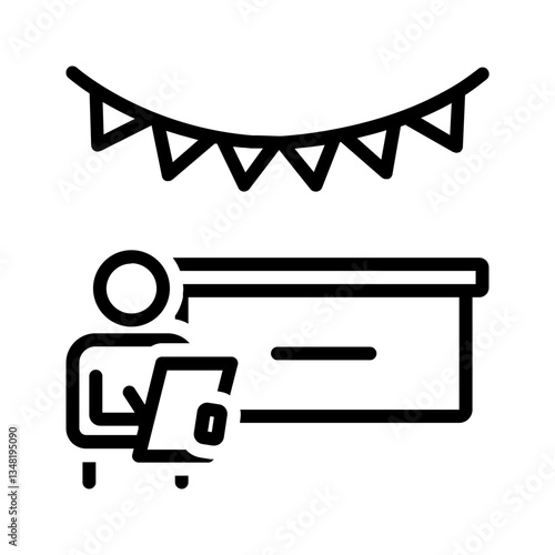 Vector  black line icon for Event agency