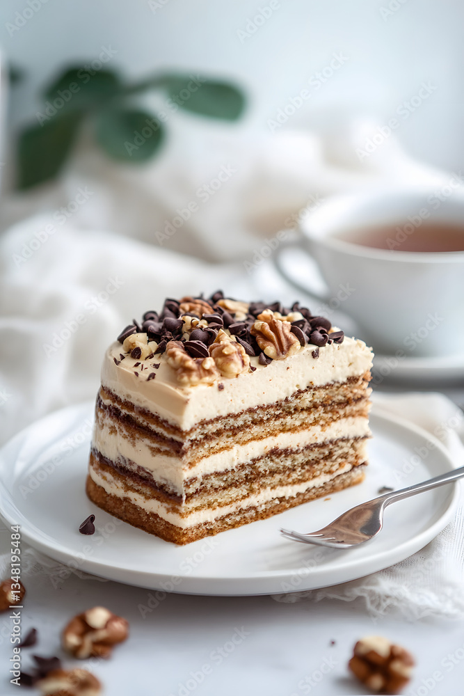 A slice of coffee-layered cake A slice of coffee-layered cake