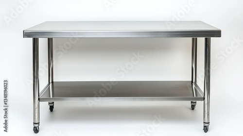 Wallpaper Mural Metal table with a lower shelf, standing against a plain white background Torontodigital.ca