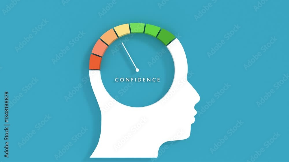 Concept of human of personal qualities. Human head and confidence level scale. Personal growth and development. Concept of human of personal qualities. Human head and confidence level scale. Personal growth and development.