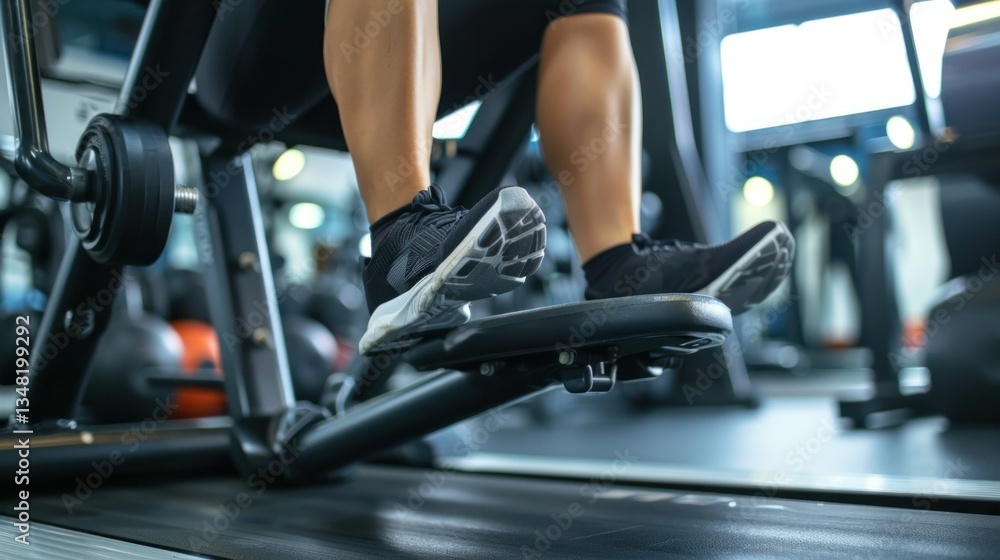 A person performing leg press exercises in the gym. A person performing leg press exercises in the gym.