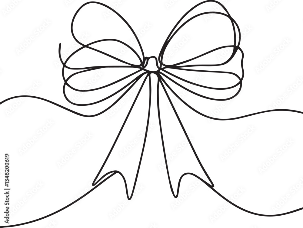 Ribbon Bow Continuous Line Art Black Vector Ribbon Bow Continuous Line Art Black Vector