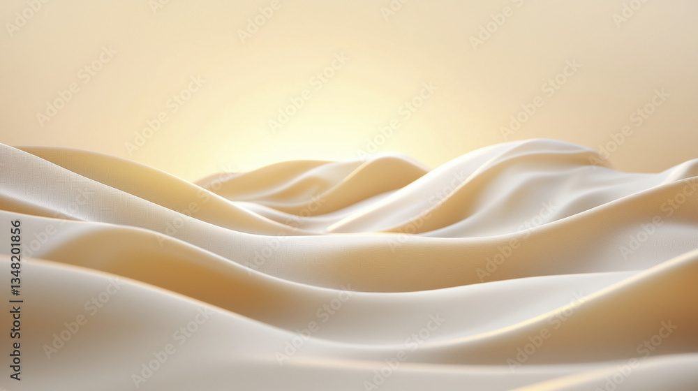 Fototapeta premium Soft, flowing fabric waves create serene and calming atmosphere. gentle curves and warm tones evoke sense of tranquility and elegance