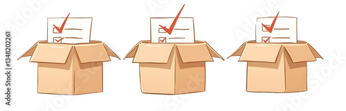 Obraz na płótnie Boxes with checklists symbolizing organization and completion. ,cut out, transparent background, isolated w salonie