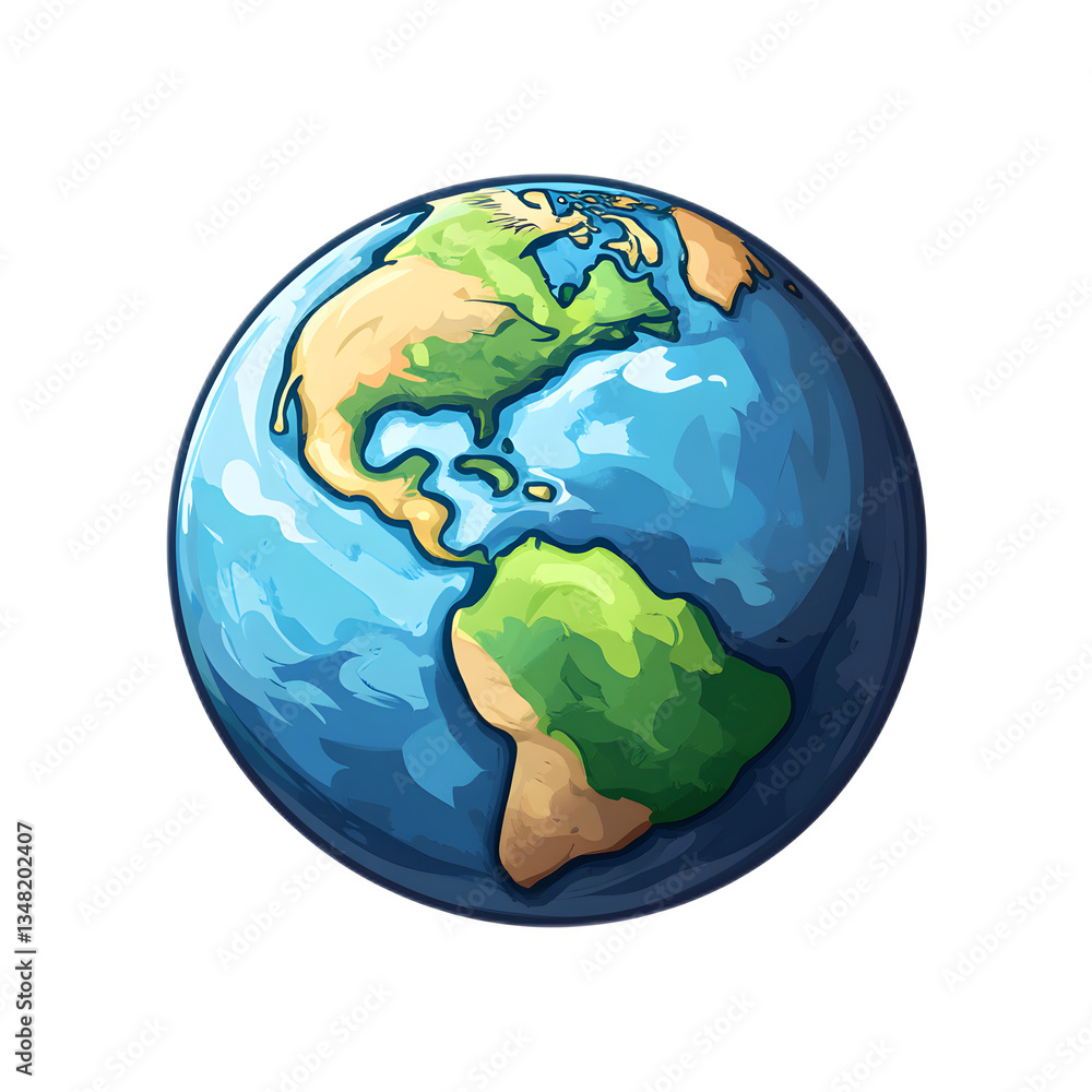 Naklejka premium Vibrant and Detailed of the Earth Showcasing the Continents Oceans and Greenery