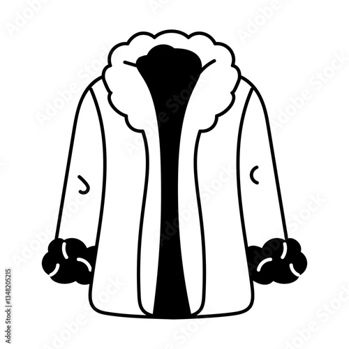 A hand drawn illustration depicting a woman fur jacket 

