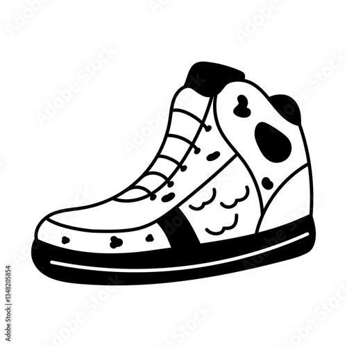 A hand drawn illustration showing a fashionable shoe 
