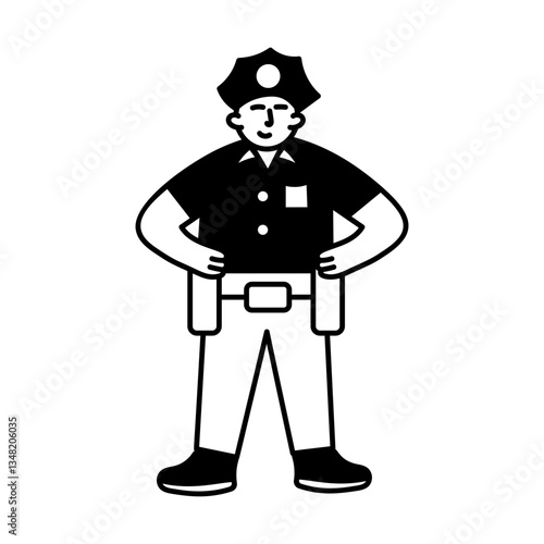 Nyc policeman character, hand drawn vector illustration
