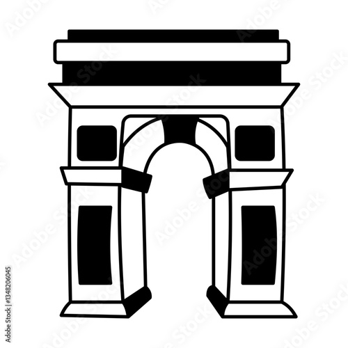 Washington square landmark illustration in hand drawn style

