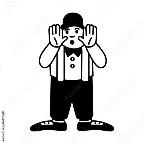 Mime performance hand drawn character illustration

