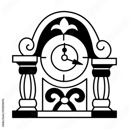 Nyc vintage clock, doodle style vector illustration

