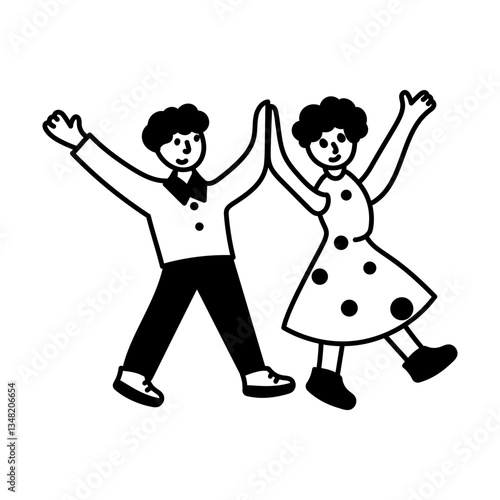 Doodle illustration showing a couple doing salsa dance 
