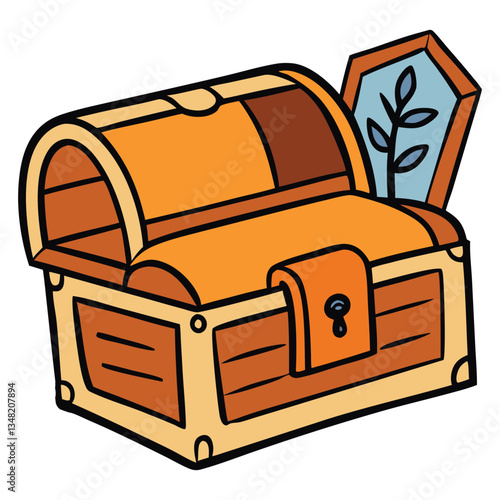 "Cartoon Treasure Chest – Wealth and Adventure Illustration"