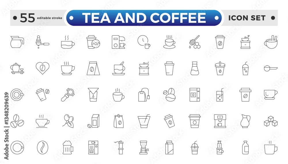 Tea and Coffee outline icon set. coffee icons Pixel perfect. coffee, mug, coffee cup, coffee machine, coffee beans, etc. Editable stroke outline icon.
Tea and Coffee outline icon set. coffee icons Pixel perfect. coffee, mug, coffee cup, coffee machine, coffee beans, etc. Editable stroke outline icon.
