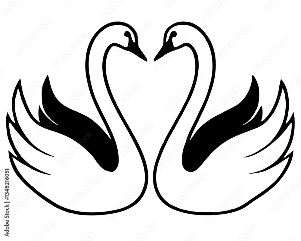 creative Swans Forming silhouette vector illustration isolated on white background creative Swans Forming silhouette vector illustration isolated on white background