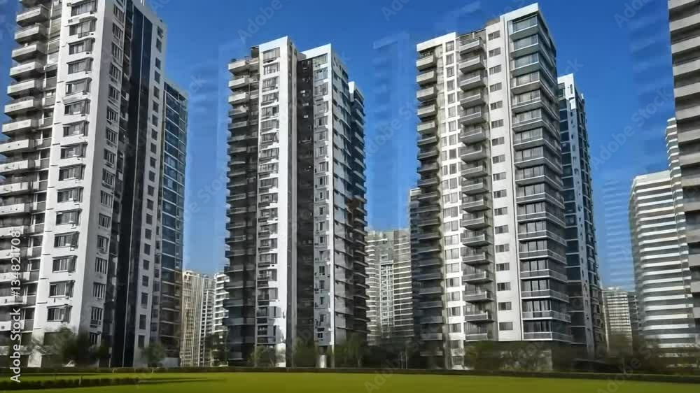 Modern high-rise residential buildings, architectural marvel in a sunny urban landscape. Modern high-rise residential buildings, architectural marvel in a sunny urban landscape.
