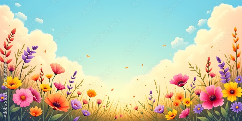Obraz premium Wildflowers plant on summer or autumn nature background, banner for website