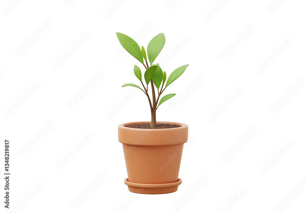 3D flower pot with a plant 3D flower pot with a plant