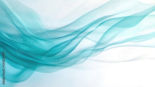 Abstract teal flowing fabric design, light background
