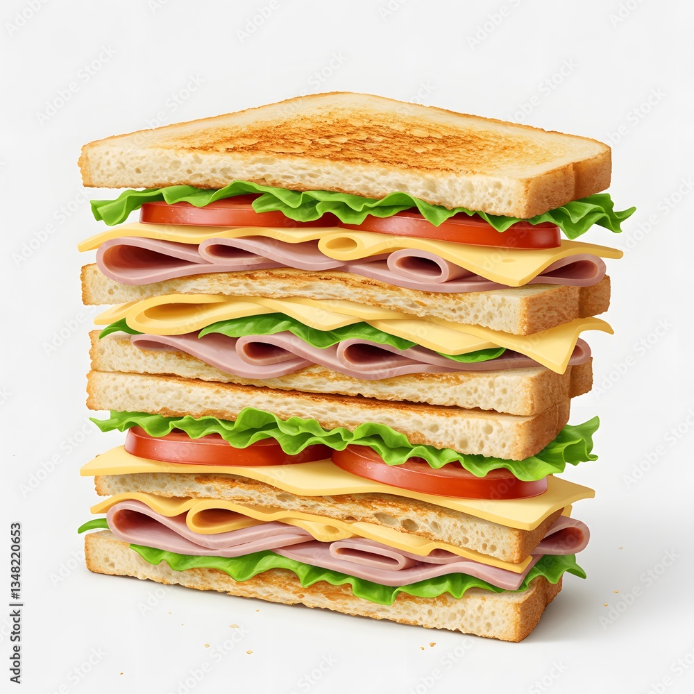 A fresh ham and cheese sandwich with vegetables and bread, perfect for lunch or a quick meal, featuring ham, cheese, lettuce, tomato, and healthy ingredients like salad and vegetables A fresh ham and cheese sandwich with vegetables and bread, perfect for lunch or a quick meal, featuring ham, cheese, lettuce, tomato, and healthy ingredients like salad and vegetables