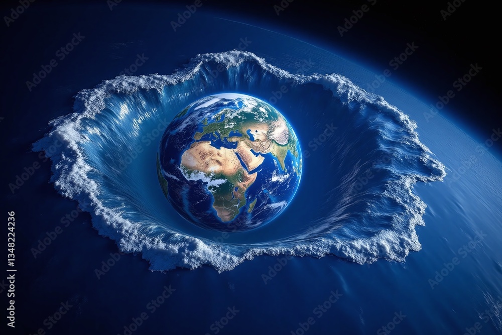 Fototapeta premium the earth floating in the ocean