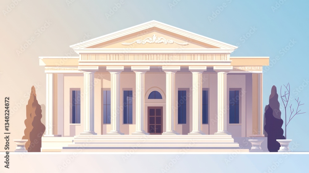 Fototapeta premium Classic Building Facade, Calm Exterior, Architecture, Daylight, No People, Public Place, Stock Photo