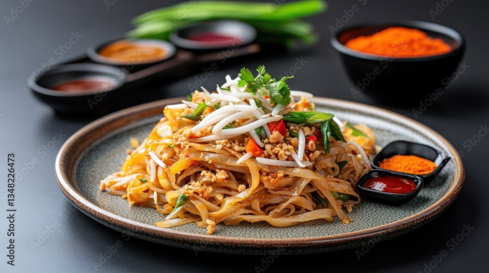 Delicious Plate of Noodles with Sauce and Spoon for Culinary Delight Delicious Plate of Noodles with Sauce and Spoon for Culinary Delight