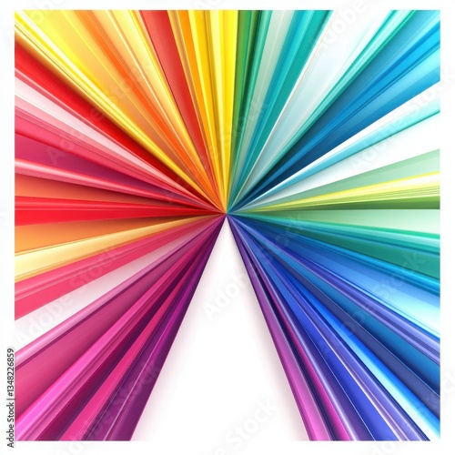 Wallpaper Mural 3d Abstract rainbow light rays radiating from a central point isolate on white background Torontodigital.ca