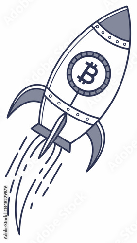 Bitcoin Digital Currency Vector Icon Representing Innovation and Growth With a Rocket Design Soaring Upwards in a Creative Illustration Generative AI