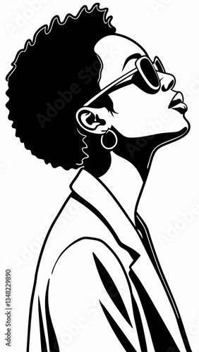 Stylish Black Woman in Sunglasses Exudes Confidence While Posing Against a Minimalist Background Generative AI