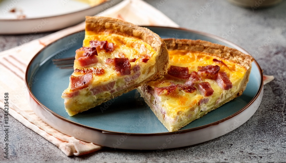 pieces of quiche lorraine with bacon and cheese pieces of quiche lorraine with bacon and cheese