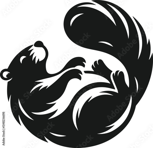 Beaver rolling onto its back and tail flopping vector