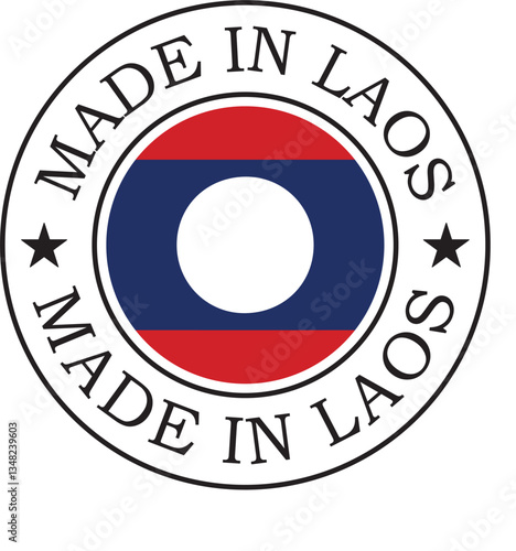 Made in Laos Stamp Logo, Vintage Badge, Country Origin Seal"