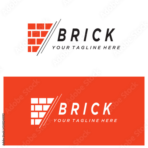 creative brick logo designs for buildings, architectural buildings, civil engineering, building materials shops