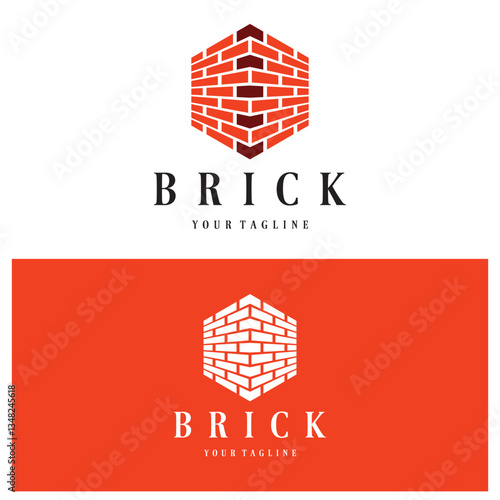 creative brick logo designs for buildings, architectural buildings, civil engineering, building materials shops