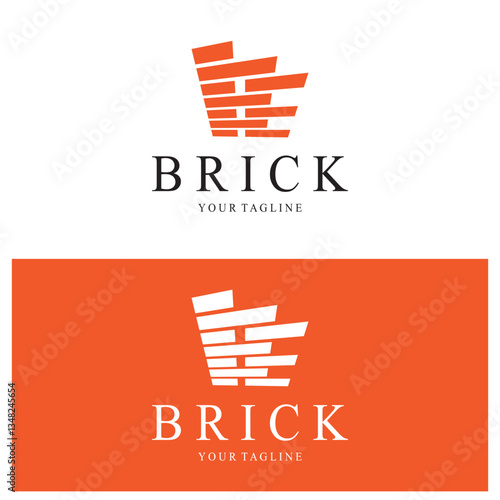 creative brick logo designs for buildings, architectural buildings, civil engineering, building materials shops