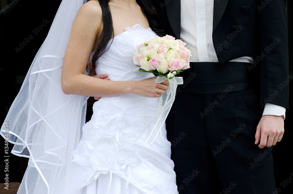 Bride and groom wedding day