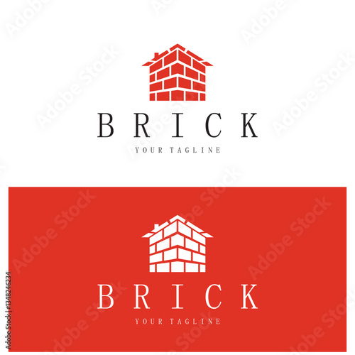 creative brick logo designs for buildings, architectural buildings, civil engineering, building materials shops
