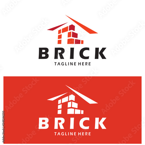 creative brick logo designs for buildings, architectural buildings, civil engineering, building materials shops