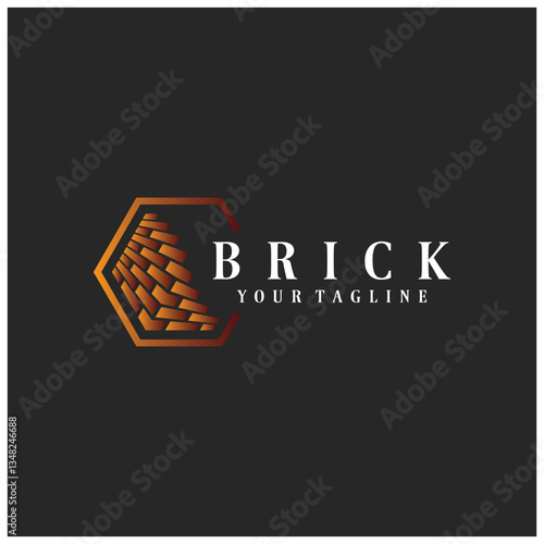 creative brick logo designs for buildings, architectural buildings, civil engineering, building materials shops