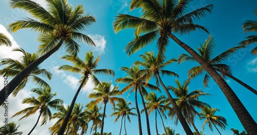 A congregation of whispering palm trees, swaying gently in the wind.
