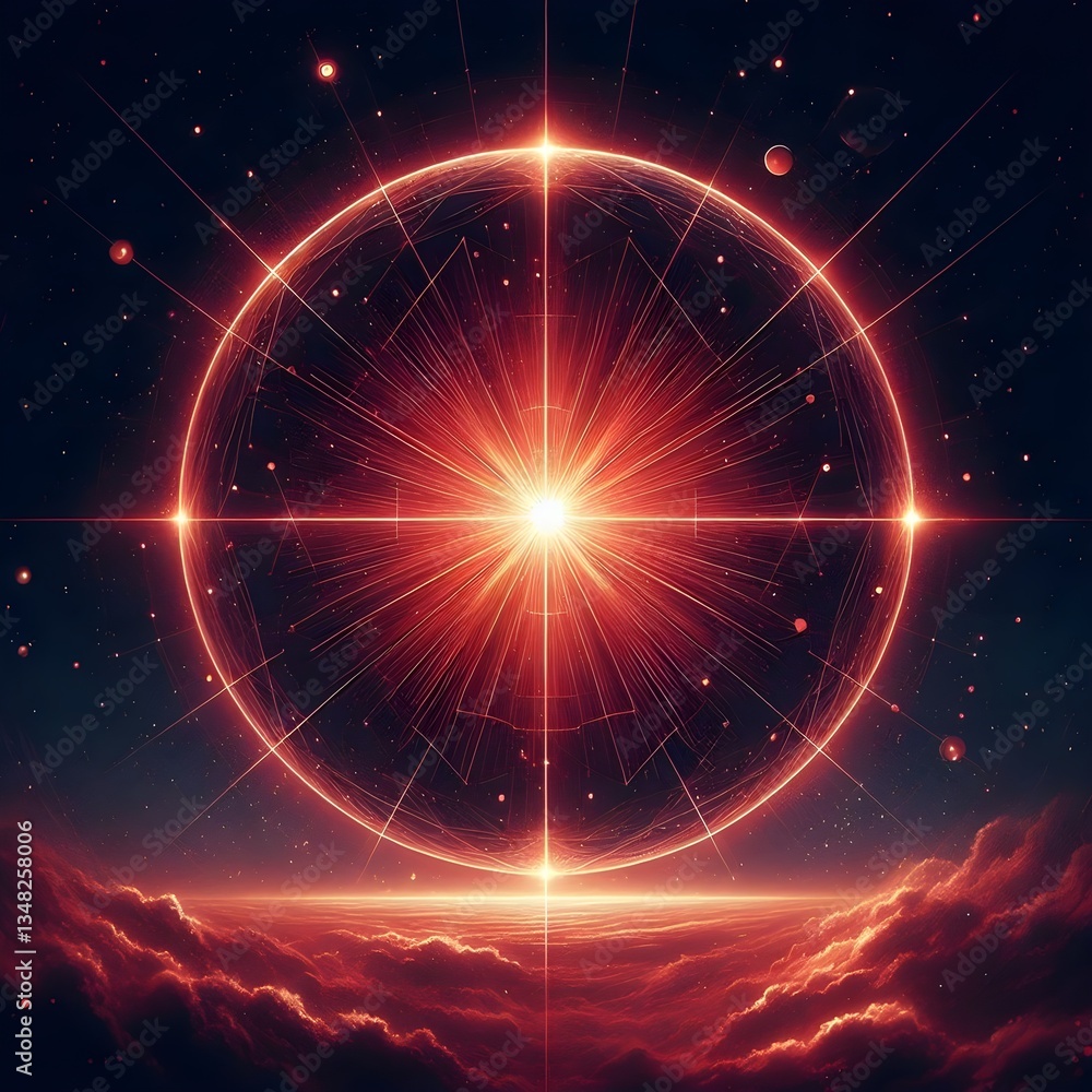 Fototapeta premium A captivating image of a reddish night sky featuring the brightest star shining brilliantly against a vivid, deep-toned background